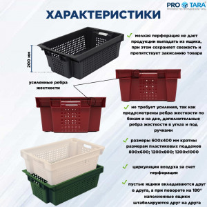 Ящик овощной 600x400x200 мм Арт. 102 усиленный
